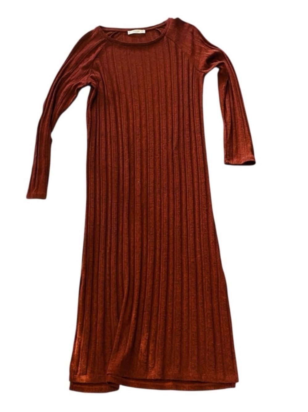 MANGO Burgundy Space Dye Ribbed Sweater Dress